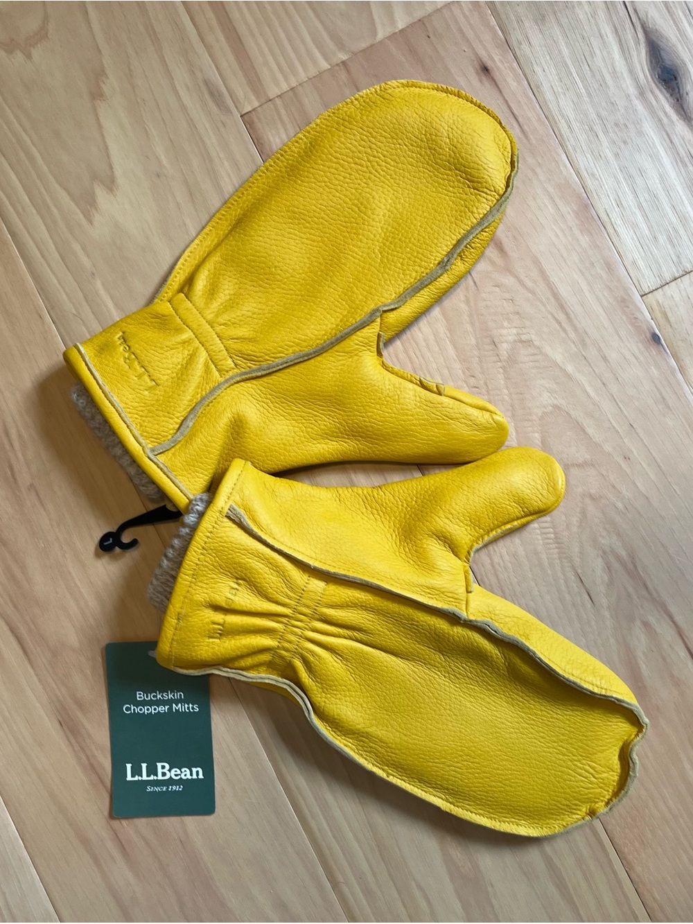 LL Bean Buckskin Chopper Mitts Leather Mittens Men's Large NWT